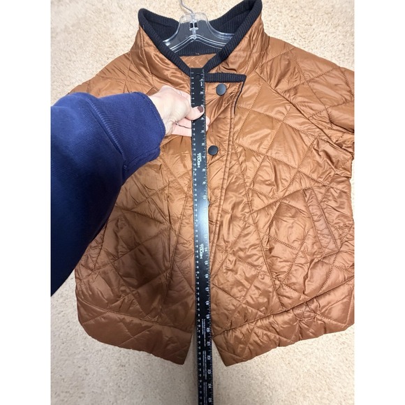 Alembika Medium Quilted Asymmetrical Snap Jacket Copper Brown Short Boxy Israel - Picture 15 of 15